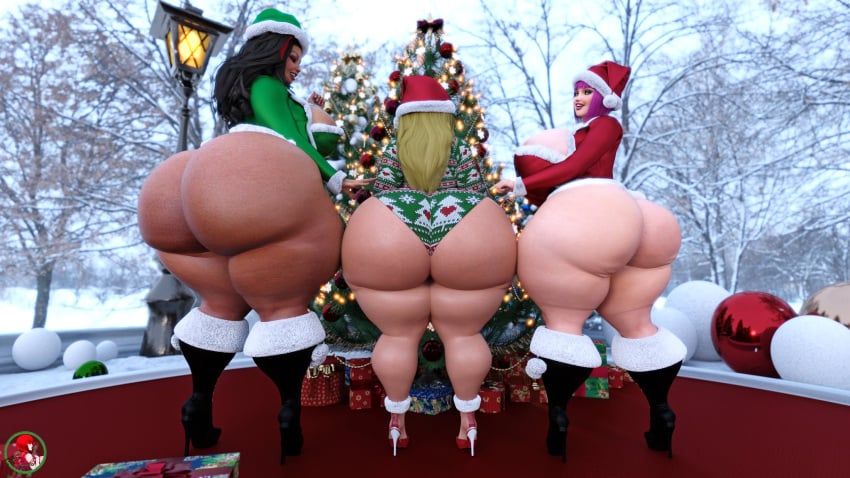 3d 3d_(artwork) 3girls apple_butt ass back back_view background big_ass big_breasts bimbo bob_cut breasts bubble_ass bubble_butt busty christmas cleavage danipumpkinzz dark-skinned_female dark_skin dat_ass daz_studio eyebrows eyelashes eyes fat_ass female gala gala_(carmessi) hair hips hourglass_figure huge_ass huge_breasts human hyper hyper_ass hyper_breasts large_ass large_breasts legs light-skinned_female light_skin lips lipstick lola_(supertito) multiple_girls original original_character panties pink_hair pink_lips pink_lipstick shiny shiny_skin supertito thick thick_ass thick_legs thick_lips thick_thighs thighs upper_body voluptuous waist watermark wide_hips