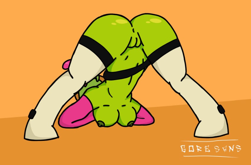 1girls alien alien_girl goresans green_skin jack-o_pose k nude_female sploot_(unknownspy) unknownspy