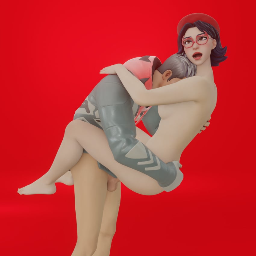 3d balls beret blender blush face_in_breasts female fortnite glasses half-dressed male moaning nude_female penetration penis red_background rue_(fortnite) sorrenpalace source_request vendetta_(fortnite)