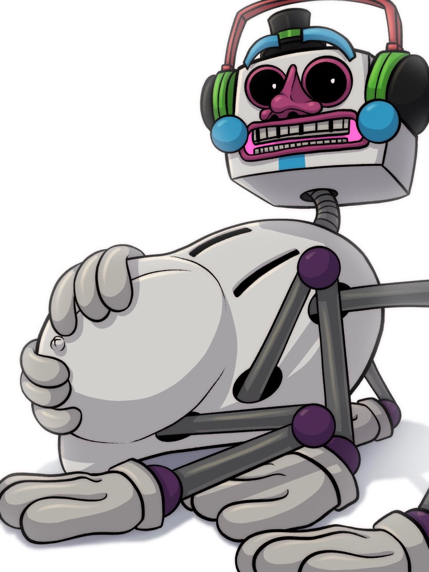 animatronic belly belly_button dead_cricket dj_music_man five_nights_at_freddy's five_nights_at_freddy's:_security_breach fnaf headphones male male_only male_pregnancy mpreg multi_leg multi_limb pregnant pregnant_male robot spider white_skin