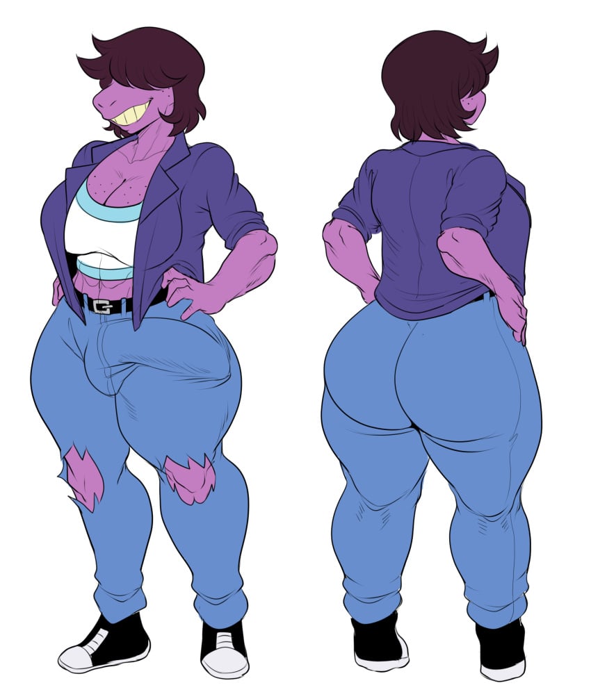 1futa anthro ass back_view belt belt_buckle big_ass big_penis breasts bulge bulge_through_clothing chubby chubby_female cleavage deltarune deltarune_futanari detnox front_view futa_only futadom futanari humanoid hyper_penis intersex jeans penis penis_bulge penis_outline presenting reference_image scalie short_hair showing showing_ass showing_off slightly_chubby smiling sneakers solo susie_(deltarune) tagme teeth_clenched tight_clothing tomboy undertale