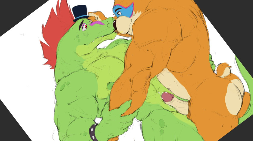 alligator alligatorid anthro arkanoego arm_grab ass boner crocodilian duo erection five_nights_at_freddy's five_nights_at_freddy's:_security_breach genitals glamrock_freddy glamrock_freddy_(fnaf) licking licking_nose male male/male male_only mammal montgomery_gator montgomery_gator_(fnaf) muscular muscular_male nude penis reptile scalie scottgames tongue tongue_out ursid video_games