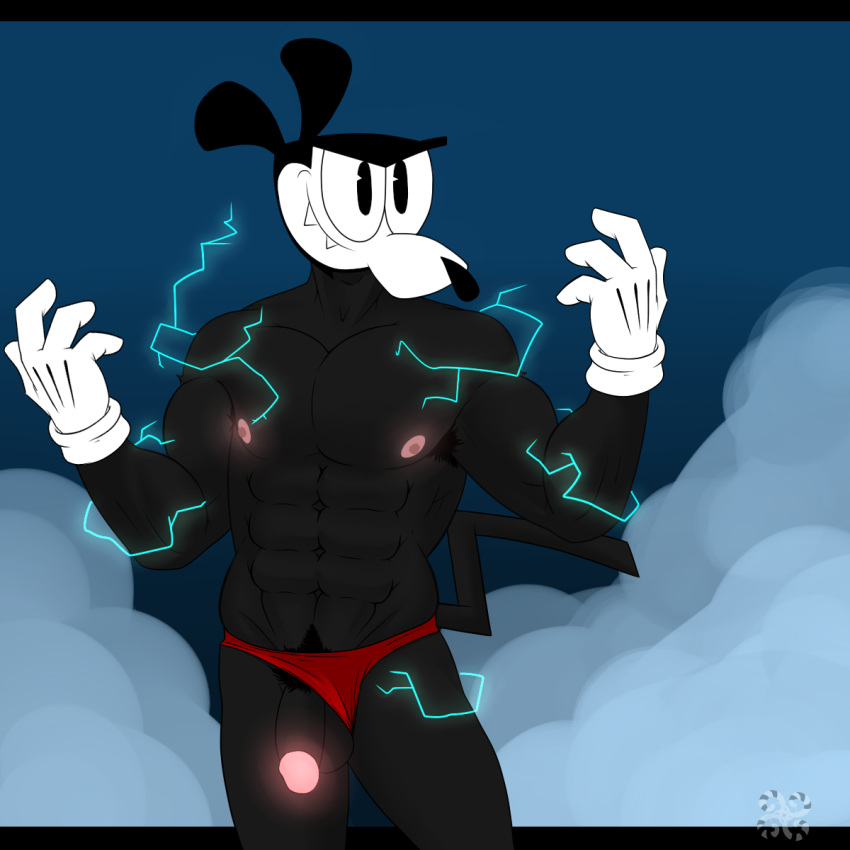 1boy abs anthro bbulala black_fur electricity fangs furry gloves male male_only mouse my_life_as_a_teenage_robot nickelodeon pubic_hair red_underwear smooth_skin solo solo_male tail vladimir_wakeman white_gloves