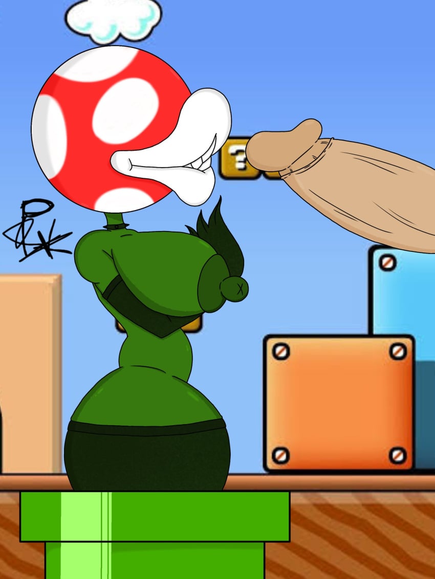 1girls big_ass big_breasts big_butt big_nipples big_penis choker erect_nipples green_skin imminent_fellatio imminent_oral mario_(series) penis piranha_plant plant_girl plantie super_mario_bros._3 thick_thighs thighhighs xxpxx