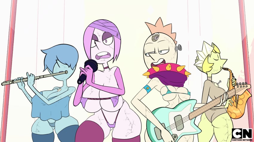 2d accurate_art_style big_ass big_breasts blue_pearl_(steven_universe) blue_skin cartoon_network corruption cracks curvy destruction diklonius edit female gem_(species) huge_ass huge_breasts musical_instrument nipples_visible_through_clothing pearl_(steven_universe) pink_pearl_(steven_universe) pink_skin playing_music screenshot_edit steven_universe steven_universe_future stockings thick_thighs voluptuous yellow_pearl_(steven_universe) yellow_skin