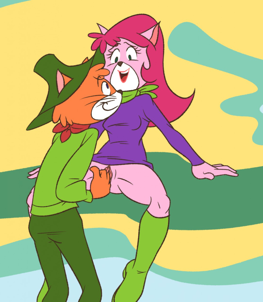 anthro cattanooga_cats country country_(cattanooga_cats) domestic_cat feline female hanna-barbera kitty_jo ladysomnambule pink_fur pink_hair