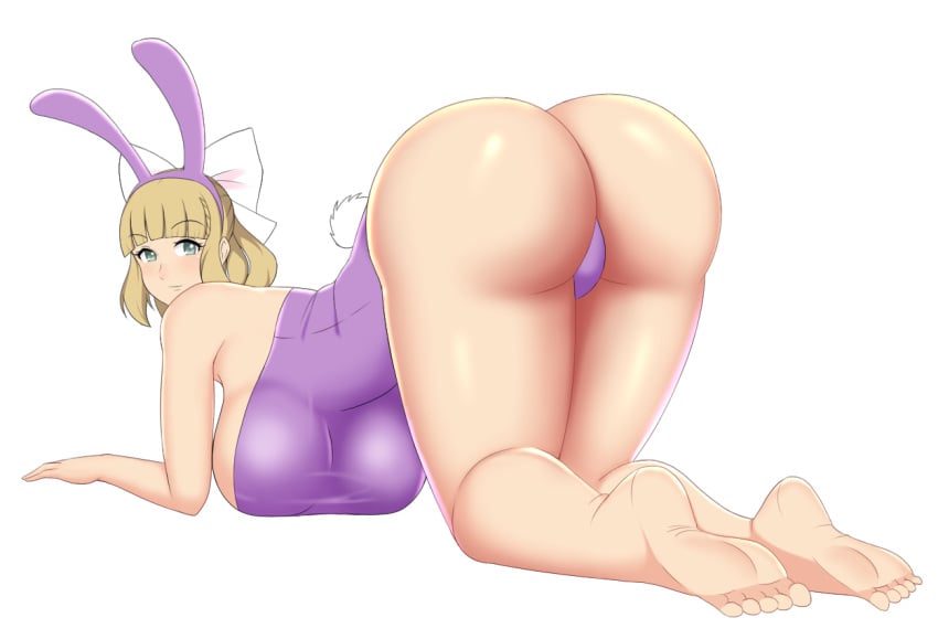 1girls all_fours alternate_ass_size alternate_breast_size alternate_costume alternate_hairstyle ass bangs bare_legs barefoot big_ass big_breasts blonde_female blue_eyes bow breasts bunny_ears bunny_girl bunnysuit charlotte_(fire_emblem) female_only fire_emblem fire_emblem_fates gigantic_breasts huge_breasts kneeling large_ass large_breasts leotard looking_at_viewer looking_back mangakay84 nintendo short_hair smile solo solo_female thick_thighs white_background