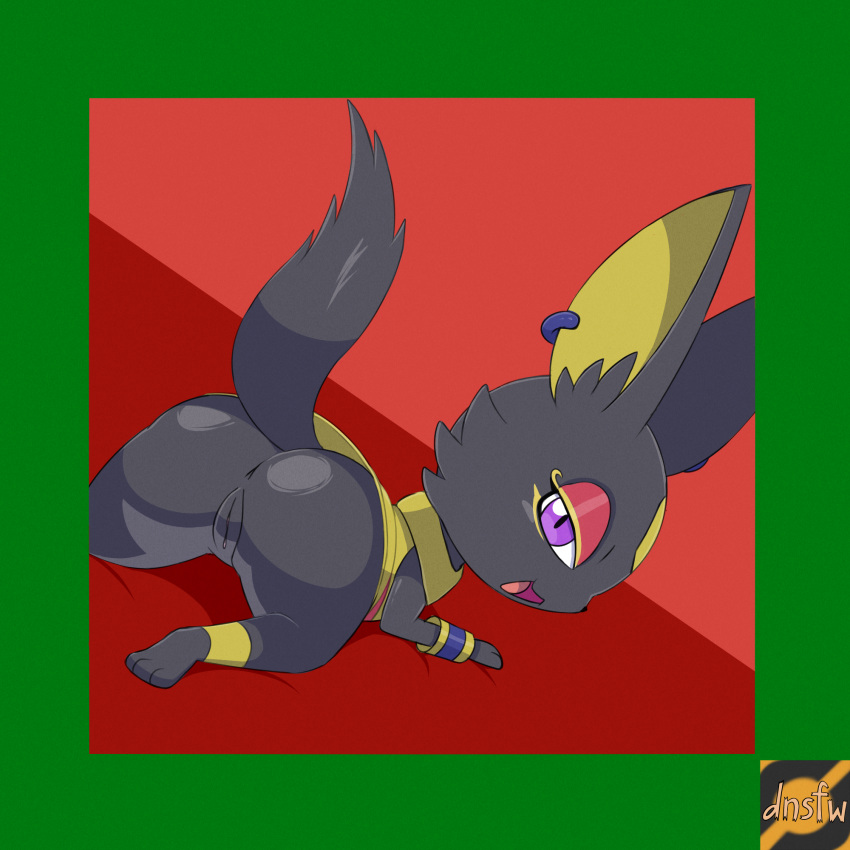 ankh anthro anubian_jackal anus ass bandai_namco black_body black_fur bottomless canid canine canis clothed clothing digital_media_(artwork) ear_piercing egyptian female fur furry furry_only genitals hi_res jackal looking_at_viewer makeup mammal open_mouth pac-man_(series) pac-man_party patra_(pac-man) piercing presenting presenting_hindquarters purple_eyes pussy reallydarkandwindie shortstack simple_background solo tail video_games