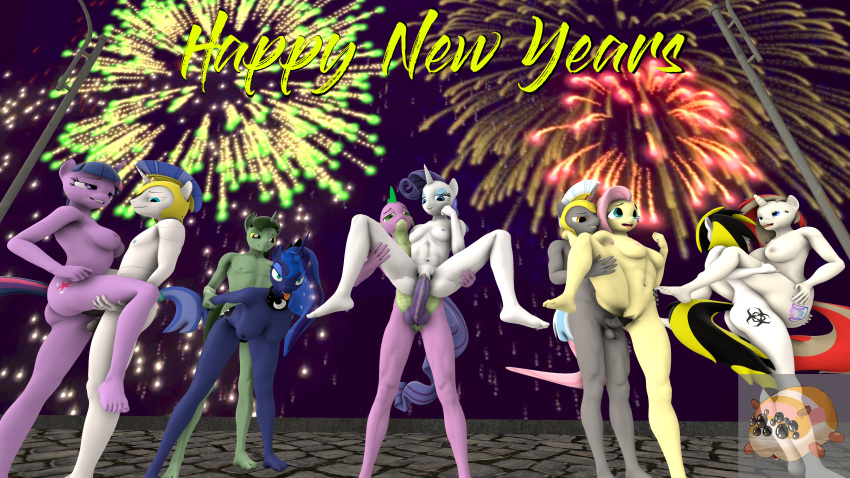 3d_(artwork) absurd_res anthro aria_calliope digital_media_(artwork) dj_hazardous equid equine fan_character female fireworks fluttershy_(mlp) friendship_is_magic group hasbro hi_res horn male male/female mammal mr._guinea_pig my_little_pony penetration princess_luna_(mlp) rarity_(mlp) royal_guard_(mlp) sex smooth_skin spike_(mlp) twilight_sparkle_(mlp) unicorn vaginal_penetration