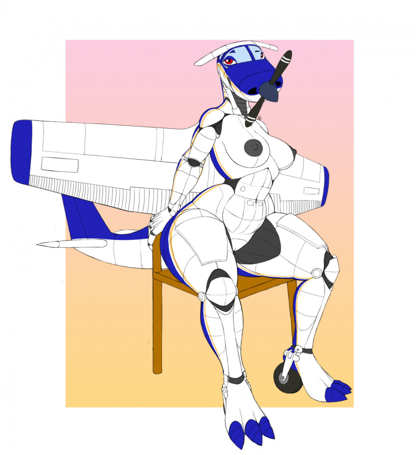 aeromorph aircraft cesna-182 living_aircraft living_machine medium_breasts ndragon3 red_eyes thick_thighs wide_hips