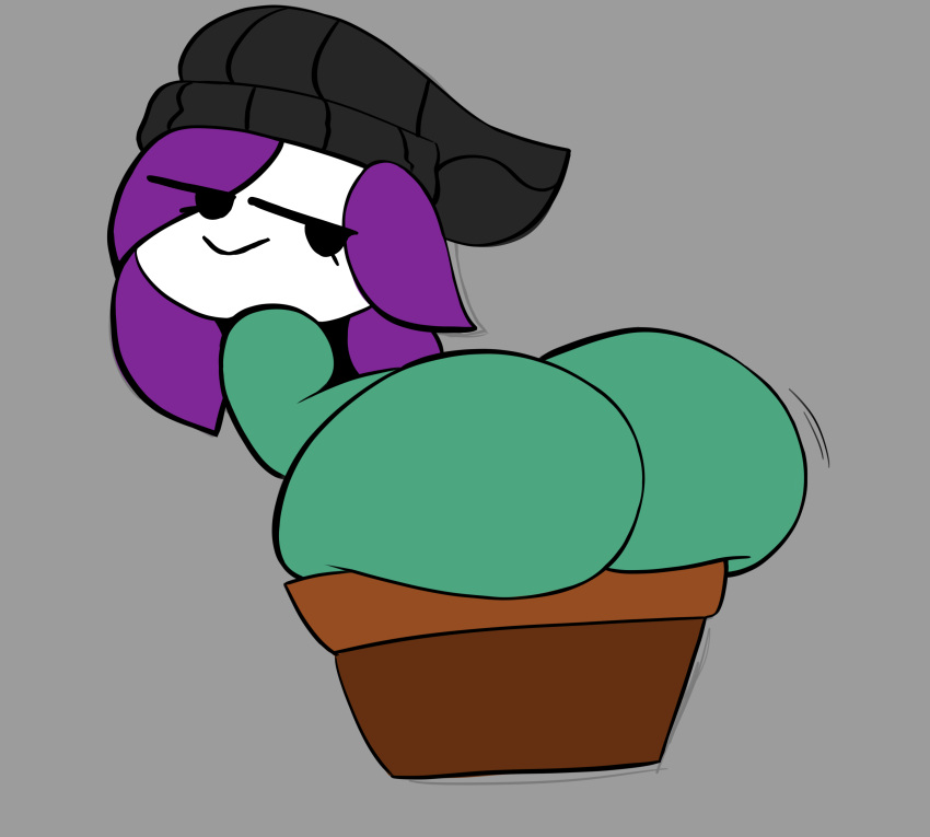 artist_request ass beanie black_beanie cracks fat_ass female friday_night_funkin large_ass mob_face oc original_character plant plant_girl plant_pot presenting revie smug