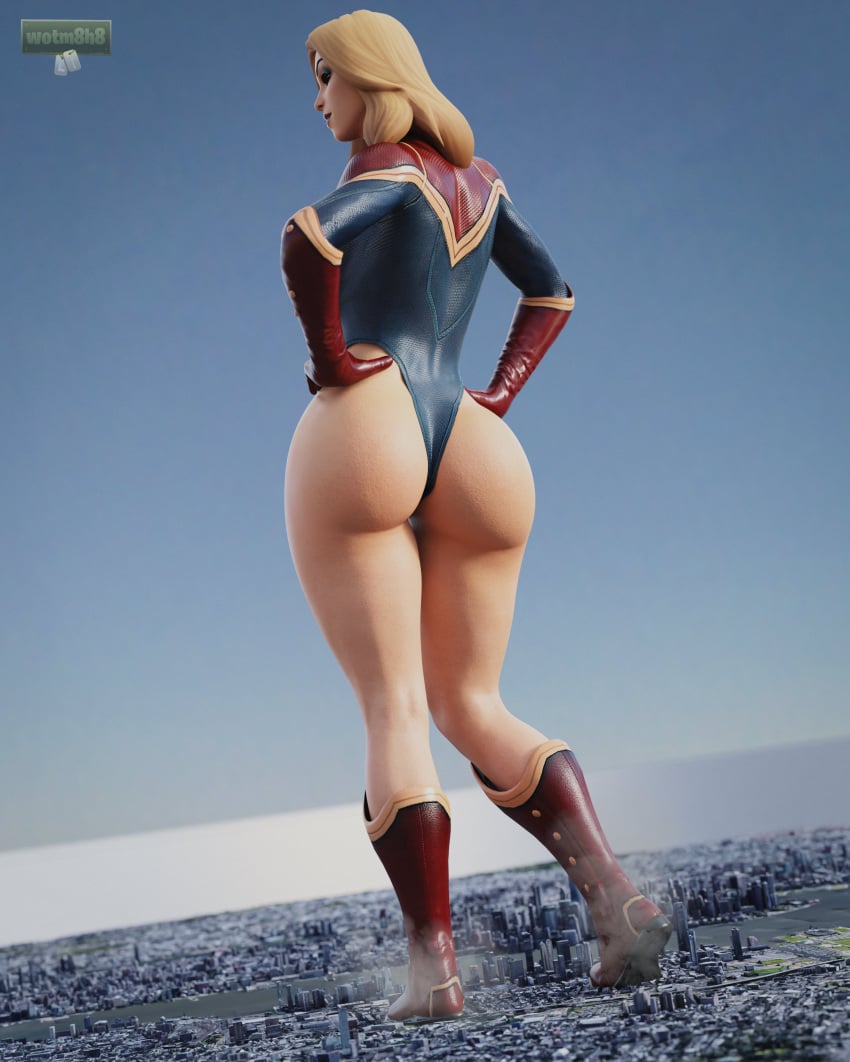 1girls 3d 3d_(artwork) ass big_ass big_butt blonde_hair boots bottomless butt captain_marvel captain_marvel_(fortnite) carol_danvers dat_ass female female_focus female_only fortnite fortnite:_battle_royale giantess half-dressed hand_on_hip long_hair looking_away marvel marvel_cinematic_universe marvel_comics partially_clothed pose posing solo thick_thighs wide_hips wotm8h8