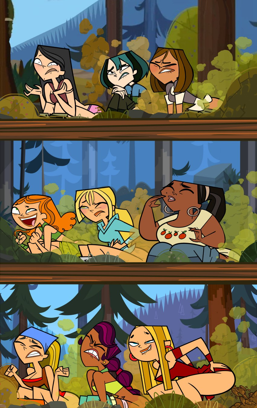 accurate_art_style blaineley_(tdi) bridgette_(tdi) cartoon_network courtney_(tdi) dark-skinned_female dark_skin embarrassed fart fart_fetish farting farting_together female group_farting gwen_(tdi) heather_(tdi) izzy_(tdi) leshawna_(tdi) lindsay_(tdi) oddtenn scat shart sierra_(tdi) straining tagme tenuousoddity total_drama_island