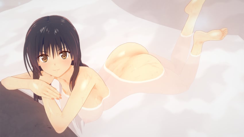 16:9 1girls 3d ass ass_focus ass_up bath bathing black_hair breasts brown_eyes dat_ass feet female female_only koikatsu kotegawa_yui long_hair mononoki nude nude_female soles to_love-ru toes water wet wet_ass wet_body wet_skin