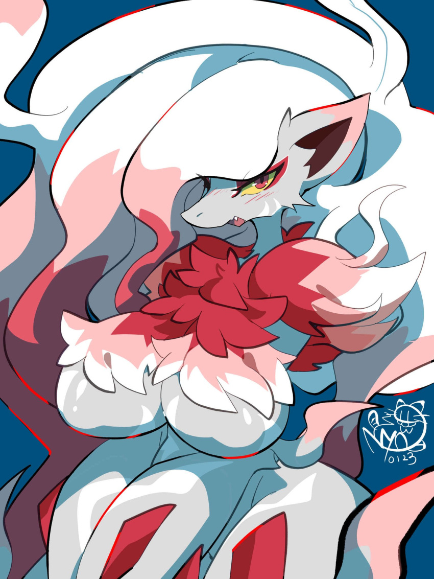 big_breasts breasts female furry game_freak hisuian_zoroark nintendo nyaswitchnya pokémon_(species) pokemon pokemon_(species) pokemon_legends:_arceus solo solo_female tagme zoroark