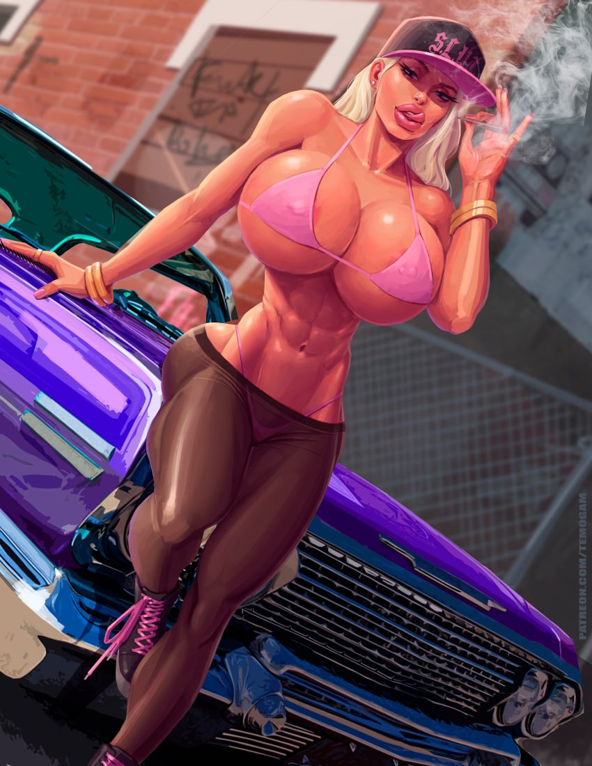 1girls abs big_ass big_breasts bikini bimbo bimbo_lips blonde_hair blue_eyes car day drugs female hi_res high_heels high_resolution highres jen_herron joint joints my_mom_and_sister_are_size_queen_sluts nipples pink_lipstick pink_nails slut_cap slutty_outfit slutwr1ter smoking smoking_weed summer temogam thick_thighs tongue_out weed white_skin