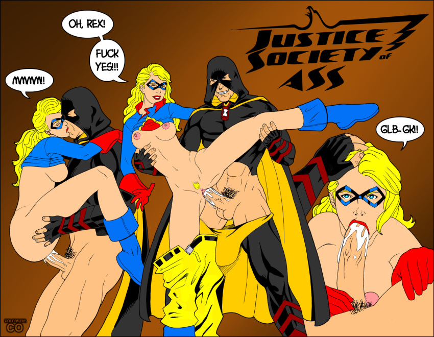 1boy 1girls blonde_hair breasts color colored copyof dc dc_comics erection female hourman jesse_chambers jsa justice_society_of_america liberty_belle long_hair male nipples nude penis rhaydar sex straight uncensored vaginal_penetration