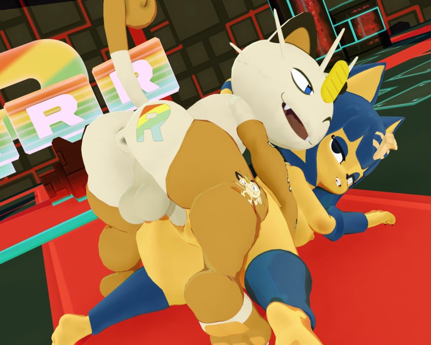 3d 3d_(artwork) 3d_model animal_crossing ankha ankha_(animal_crossing) ankha_(hazeker) anthro anthro_on_anthro anthro_penetrated anthro_penetrating anthro_penetrating_anthro anus armwear ass balls blue_hair breasts butt_tattoo clothing crossover doggy_style domestic_cat doubutsu_no_mori duo egyptian erection felid feline felis female female_penetrated from_behind_position fur furry furry_only genitals hair hazeker hi_res leggings legwear male male/female male_penetrating male_penetrating_female malicekira mammal meowth nairu_(doubutsu_no_mori) naked nintendo nipples nude one_eye_closed open_mouth pawpads penetration penis pokémon_(species) pokemon pussy sex tail tattoo team_rainbow_rocket team_rocket vaginal_penetration video_games wink yellow_body yellow_fur