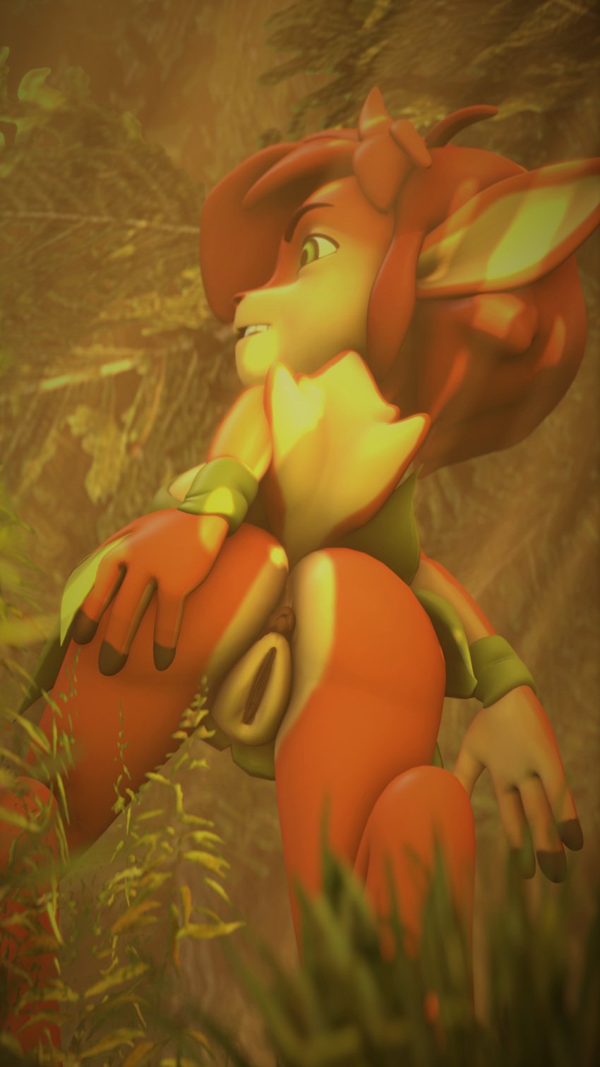 2020 3d_(artwork) activision anthro anus ass big_breasts big_butt breasts brown_body brown_fur brown_hair cervid curvy_figure detailed_background digital_media_(artwork) elora faun_(spyro) female fingers fur genitals green_eyes hair hand_on_butt hi_res leaf_clothing mammal multicolored_body multicolored_fur outside pussy rear_view short_hair short_tail smile solo source_filmmaker spyro_the_dragon tan_body tan_fur teeth thick_thighs two_tone_body two_tone_fur veryfluffy video_games voluptuous wide_hips