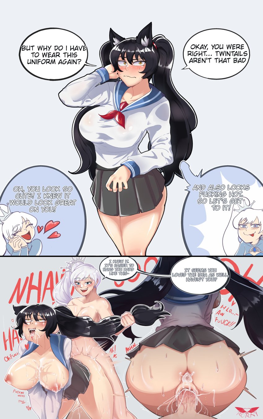 1futa 1girls 2koma after_anal ahe_gao animal_ears anus areolae ass back back_view before_and_after big_ass big_breasts black_hair blake_belladonna blush breasts clothed clothing comic completely_nude completely_nude_futanari cum cum_in_ass cum_in_mouth cum_in_pussy cum_inside cum_on_breasts cum_on_face dialogue duo english_text erection fangs faunus female femsub fucked_silly fully_clothed futa_on_female futa_pov futadom futanari hair_grab hair_pull hentaly high-angle_view huge_ass huge_breasts human humanoid implied_oral implied_paizuri instant_loss instant_loss_2koma kemonomimi light-skinned_female light-skinned_futanari long_hair mystral_outfit nipples nude partially_clothed penetrating_pov penis pov rolling_eyes rwby school_uniform sex skirt speech_bubble sweat text thick_thighs tongue tongue_out twintails vaginal_penetration vaginal_sex weiss_schnee weiss_schnee_(mystral) wide_hips