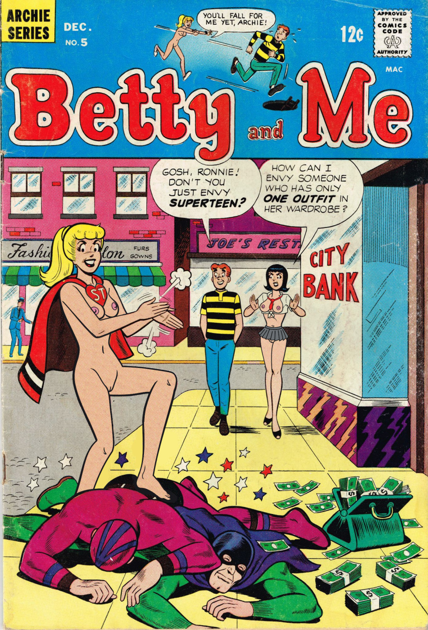 anotherymous archie_comics betty_and_veronica betty_cooper black_hair blonde_hair brown_hair casual comic_cover female human pale_skin public veronica_lodge