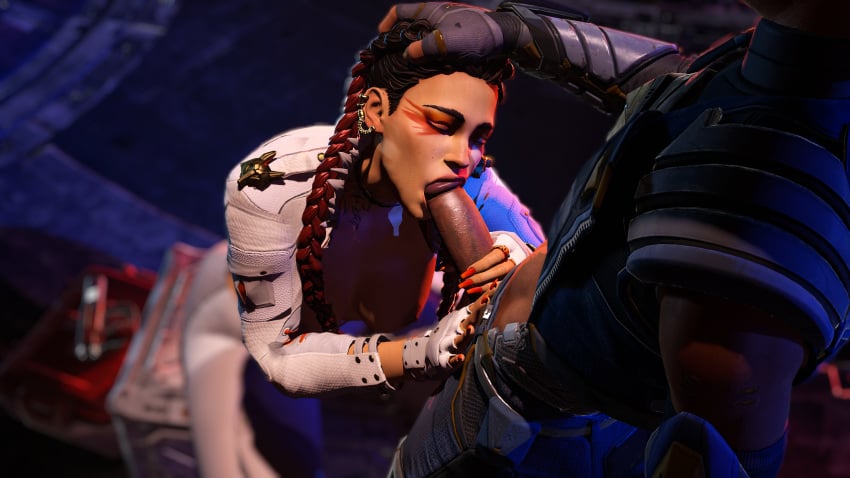 1boy 1girls 3d apex_legends areolae blowjob braided_twintails brazilian breasts brown_hair dark-skinned_female dark-skinned_male faceless_male fellatio female female_focus hand_on_another's_head hand_on_penis interracial latina loba male nipples oral red_hair seer_(apex_legends) solo_focus straight team_apex two_tone_hair winterssfm