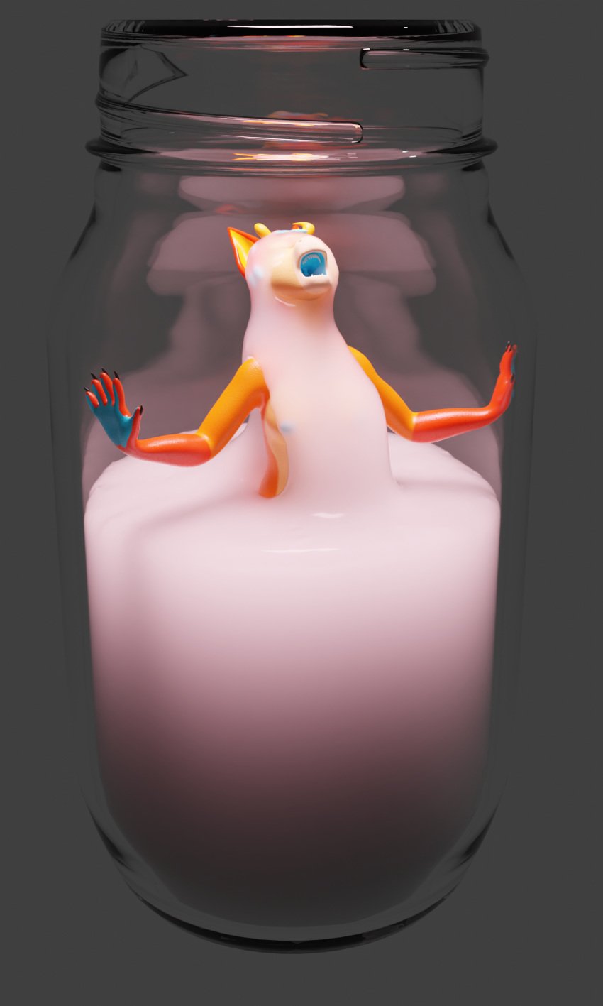 3d_(artwork) absurd_res anthro canine cum cum_in_jar cum_jar cum_jar_(meme) cum_on_face digital_media_(artwork) dragon female fox hi_res hybrid jar mammal ota3d ota_dragonclaw reflection solo stuck