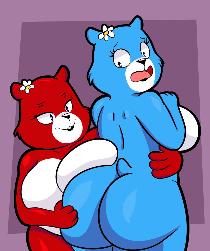 2021 4k absurd_res anthro ass bears big_breasts big_butt blue_body blue_eyes blue_fur breast_squish breasts butt_grab butt_squish care care_bear charmin charmin_bear charmin_ultra_soft_mom charmin_ultra_strong_mom curvy_figure digital_media_(artwork) duo eyelashes featureless_breasts female female/female fingers flower flower_on_head frottage fur hand_on_butt hi_res hourglass_figure huge_breasts huge_butt looking_back mammal mature_anthro mature_female multicolored_body multicolored_fur no_nipples nude plant rear_view red_body red_fur sex simple_background smile someth1ngoranother squish thick_thighs tongue two_tone_body two_tone_fur ursid voluptuous white_body white_fur wide_hips