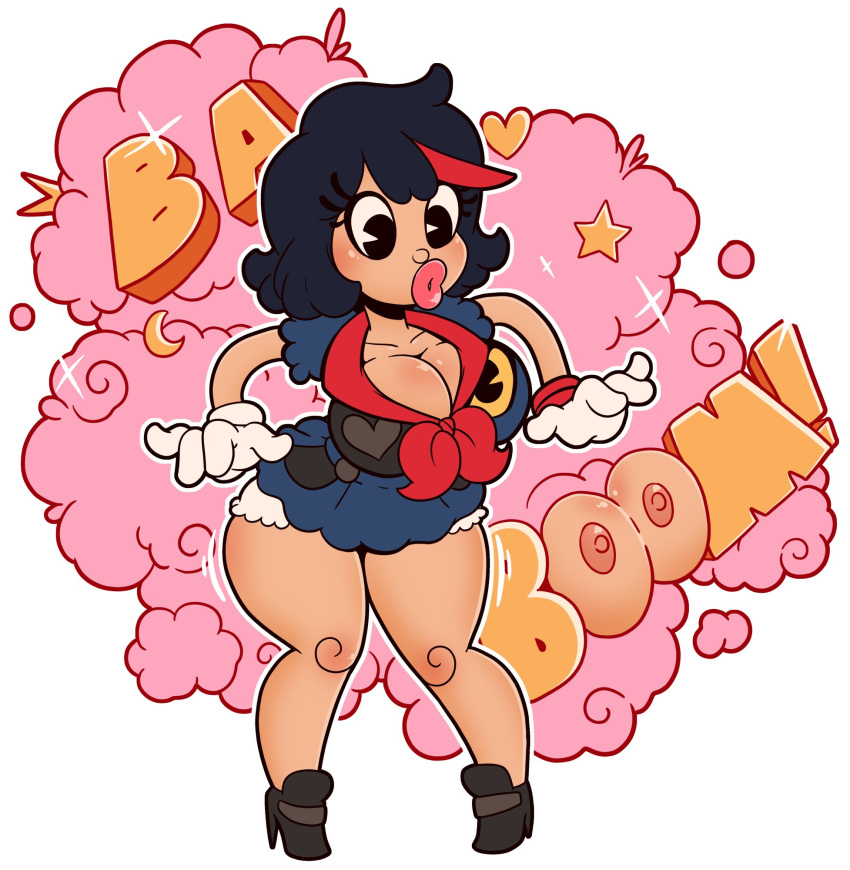 1girls bimbo cute high_heels huge_breasts kill_la_kill lipstick matoi_ryuuko pac-man_eyes pink_lipstick rubber_hose senketsu solo solo_female solo_focus thick_lips thick_thighs toon toonification wide_hips wrenzephyr2