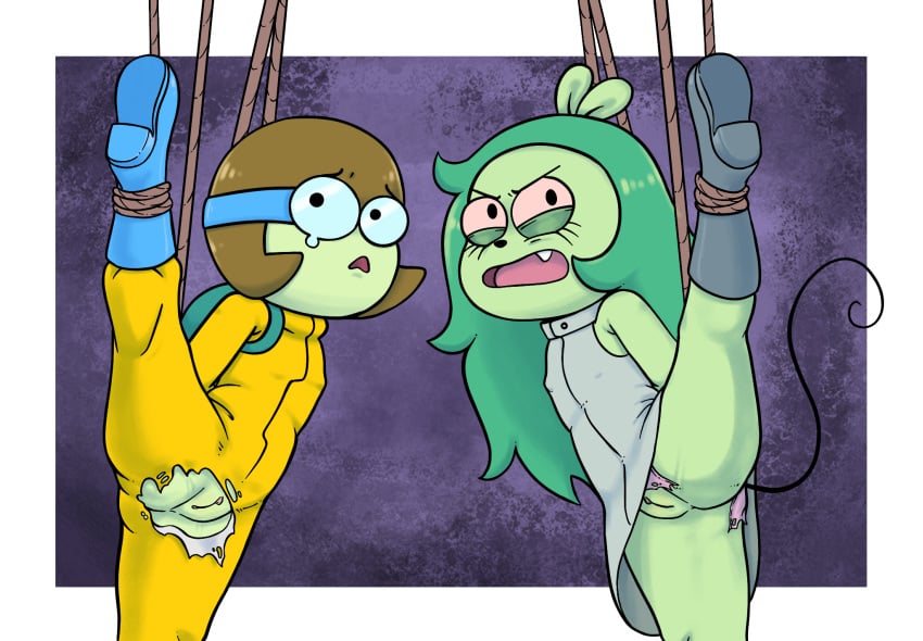 2girls anthro anus bondage cub dendy dendy_(ok_k.o.!_let's_be_heroes) female fink_(ok_k.o.!_let's_be_heroes) fur furry killerqueen lifting_leg ok_k.o.!_let's_be_heroes pussy restrained young