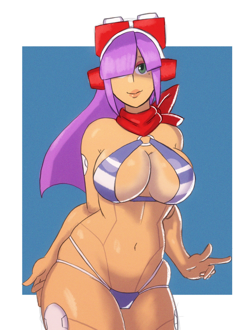 layer mega_man mega_man_x mega_man_x_dive purple_hair swimsuit_layer_(x_dive) tagme tilio