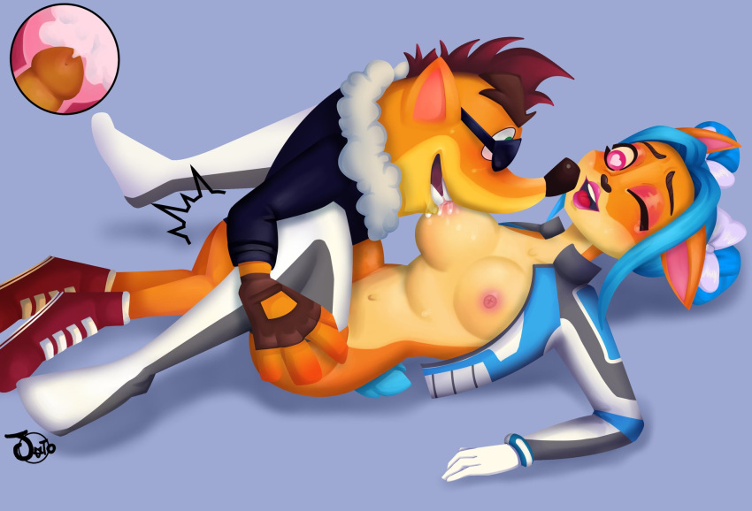 anthro breasts cervix crash_(series) crash_bandicoot cum fur furry furry_female furry_male heart-shaped_pupils internal_cumshot megumi_bandicoot sex sucking_nipples trophy_girls x-ray