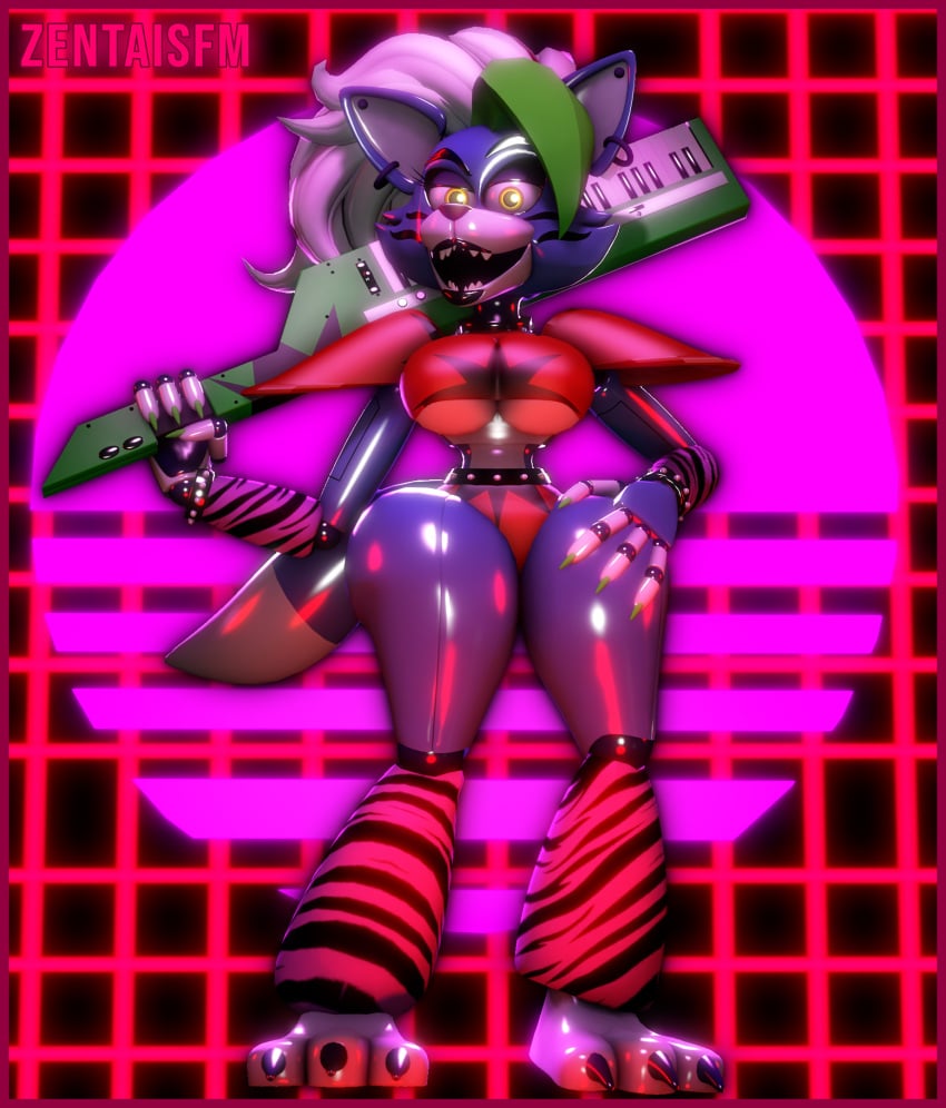 3d 3d_(artwork) 3d_artwork 3d_model 80's_theme animatronic anthro big_breasts breasts clothing curvy curvy_figure ear_piercing earrings face_markings female female_focus female_only five_nights_at_freddy's five_nights_at_freddy's:_security_breach fnaf green_hair guitar hand_on_hip holding_instrument holding_object hourglass_figure huge_breasts instrument keyboard keyboard_guitar keytar large_breasts leggings long_fingernails long_hair looking_at_viewer metal_body metallic_body neon neon_grid neon_lights panties pierced_ears piercing piercings plastic_body punk raised_eyebrows revealing revealing_clothes robot roxanne_wolf_(fnaf) roxanne_wolf_(thedogoftin) roxanne_wolf_2.0_(thedogoftin) scottgames sfm sharp_claws sharp_fingernails sharp_nails sharp_teeth shiny_skin snout source_filmmaker spiked_bracelet spiked_collar steel_wool_studios tail thedogoftin thick_thighs thighhighs thighs underboob underwear vaporwave white_hair wolf wolf_ears wolf_tail yellow_eyes zentaisfm