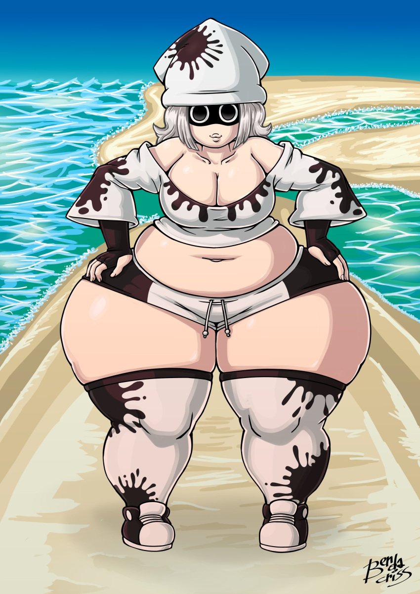 1girls bendacriss blooper bottom_heavy breasts chubby cleavage clothing female female_only full_body gijinka hand_on_hip huge_ass huge_hips looking_at_viewer mario_(series) ocean outdoors outside sky solo solo_female solo_focus standing thick_thighs white_hair wide_hips