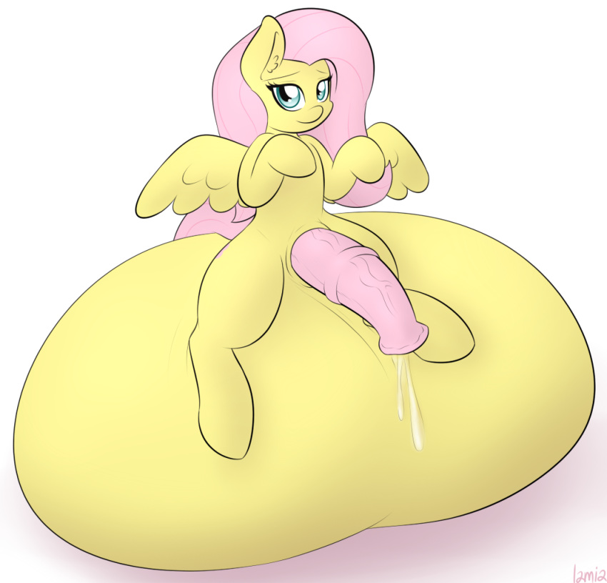 1futa 2014 animal_genitalia ball_sitting balls big_balls cum dickgirl equine feral fluttershy_(mlp) friendship_is_magic fur furry futanari hair horsecock hyper hyper_balls intersex lamiaaaa looking_at_viewer mammal my_little_pony pegasus penis pink_fur plain_background solo solo_futa uncensored white_background wings yellow_fur