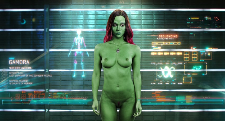 1girls alien alien_girl alien_humanoid female female_only gamora green-skinned_female green_skin guardians_of_the_galaxy humanoid marvel marvel_cinematic_universe naked nude nude_female presenting pussy realistic small_breasts solo solo_female zoe_saldana