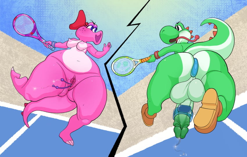 anal anthro areola backsack balls birdo blush bodily_fluids bow breasts buttplug casual casual_exposure casual_masturbation clothed clothing cock_ring_vibrator duo erection exercise eyelashes female footwear footwear_only genitals gluteal_fold hi_res kaboozey long_tongue male mario_(series) mario_tennis masturbation mostly_nude multiple_images nintendo nipples nude open_mouth partially_clothed penis penis_stimulation plug_(sex_toy) public pussy ring_vibrator sex_toy shoes shoes_only sweat tennis_racket tongue tongue_out vaginal_penetration vibrator vibrator_in_ass vibrator_in_pussy vibrator_on_penis video_games yoshi