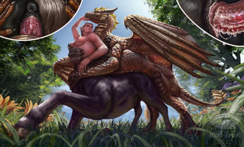 2022 animal_genitalia animal_pussy anus black_body black_fur bodily_fluids breasts brown_body brown_scales centaur cum cum_in_pussy cum_inside detailed_background digital_media_(artwork) dragon duo equid equid_taur equine_anus equine_pussy erection female feral feral_on_taur feral_penetrating feral_penetrating_taur fur genital_fluids genitals hand_on_butt hi_res hooves horn humanoid_taur male male/female mammal mammal_taur membrane_(anatomy) membranous_wings nipples outside_sex penetration penile penile_penetration penis_in_pussy plant pussy quadruped red-izak scales scalie taur taur_penetrated tree vaginal_penetration vaginal_penetration western_dragon wings zoophilia