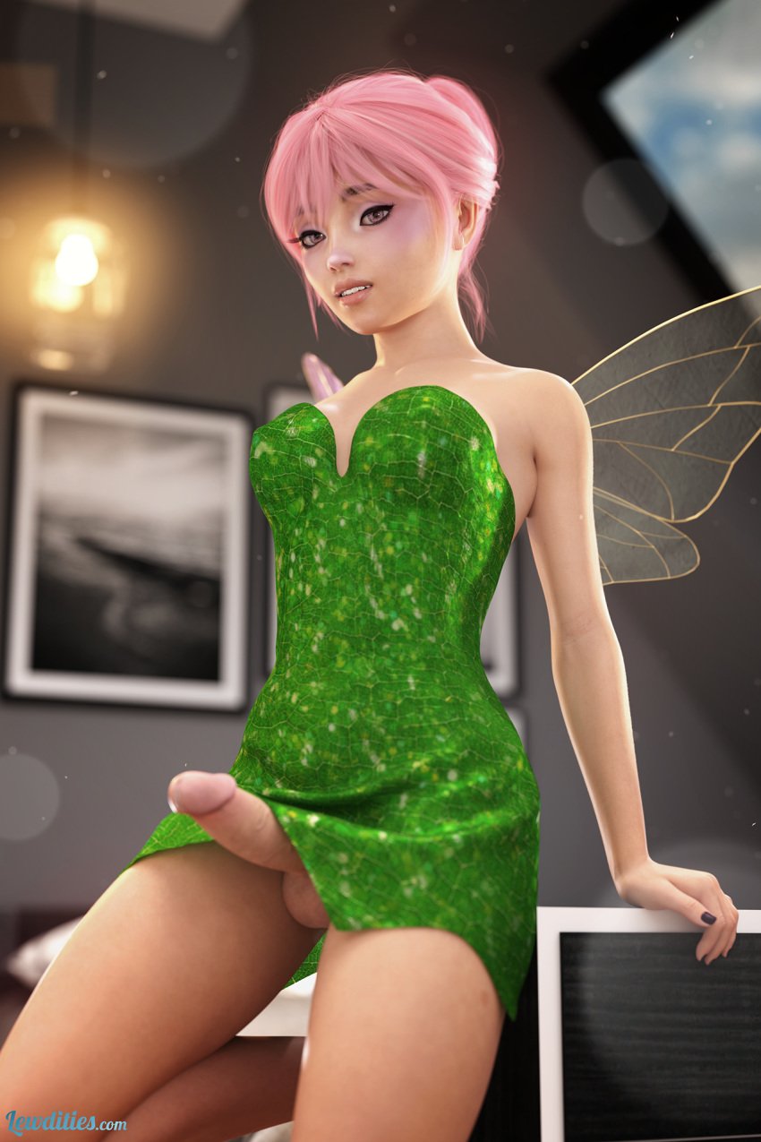 1futa 3d balls balls_under_clothes bottomless bottomless_skirt breasts cherry_(lewdities) clothed clothing cosplay depth_of_field dickgirl dress erect_penis erection erection_under_clothes erection_under_dress erection_under_skirt fairy futa_only futanari green_dress indoors intersex lewdities looking_at_viewer original original_character penis penis_out penis_under_clothes penis_under_dress penis_under_skirt pink_hair pinup precum precum_drip short_hair skirt skirt_lift slushe_(website) small_breasts solo solo_futa tinker_bell_(cosplay) wings