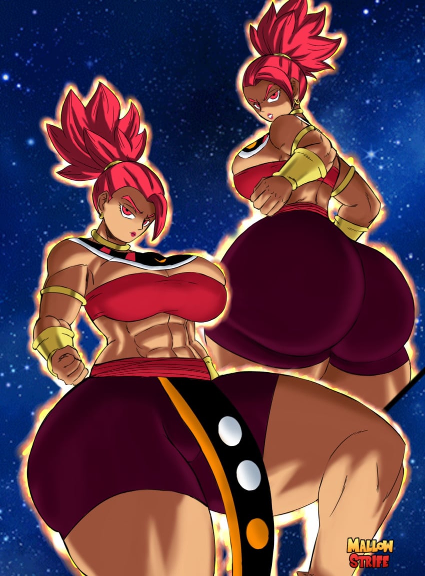 1girls ass big_ass big_breasts breasts dragon_ball dragon_ball_super female_saiyan god_of_destruction goddess goddess_of_destruction kale mallow_strife muscular_female red_eyes red_hair saiyan shounen_jump super_saiyan_god