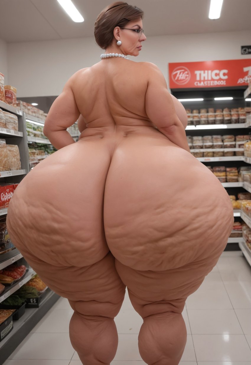 1girls ai_generated angry_face bbw big_ass big_breasts bottom_heavy breasts brown_hair cellulite child_bearing_hips chubby_female cleavage dumptruck_ass dumptruck_butt earrings enormous_ass fat_ass fat_ass_mommy full_body glasses grocery_store huge_ass hyper_ass jewelry karen karen_(meme) karen_(sketchyboi08) long_eyelashes mature_female mole mole_under_eye naked necklace nude nude_female older_female pearl_earrings pearl_necklace realistic short_hair standing thick_ass thick_thighs voluptuous voluptuous_female wide_hips