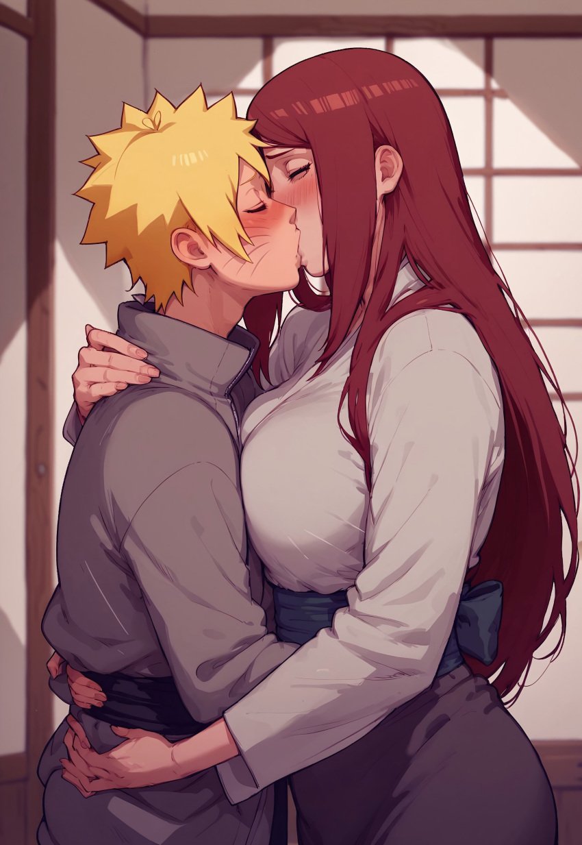 1boy 1girls adult_and_teenager age_difference ai_generated civitai female height_difference incest kissing mikey-rg97 milf mother_and_son naruto naruto_(series) naruto_shippuden straight teenager uzumaki_kushina uzumaki_naruto