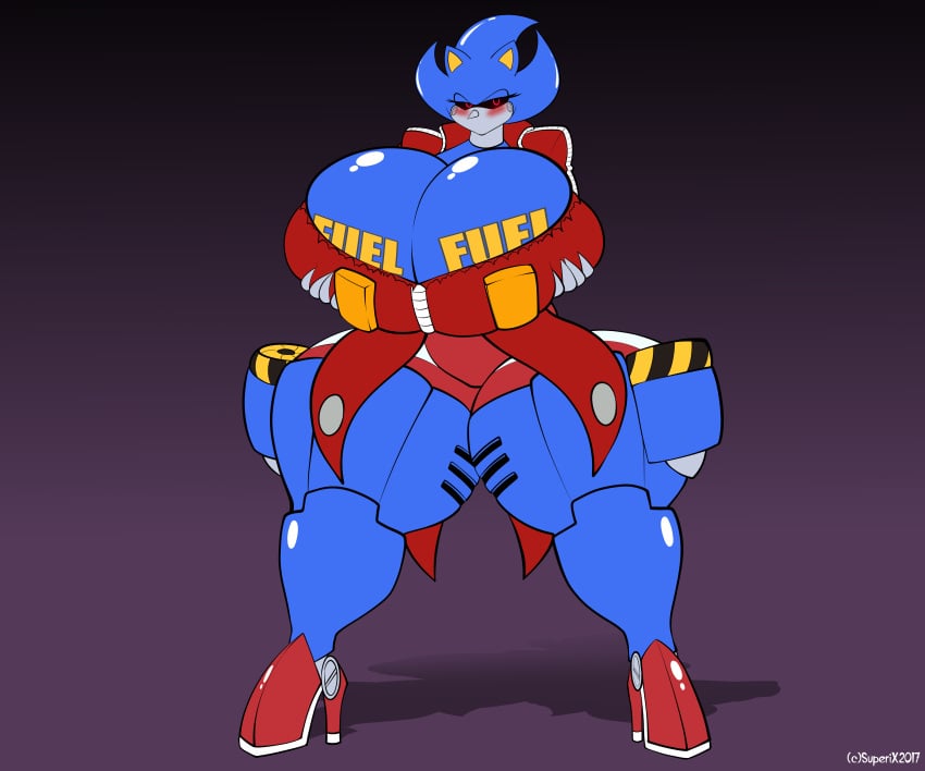 bimbo bimbo_robot_girl female heeled_feet huge_ass huge_breasts massive_breasts massive_thighs metal_sonic metal_sonique no_mouth robot_girl sonic_(series) sonic_the_hedgehog_(series) superix thick_thighs wide_hips