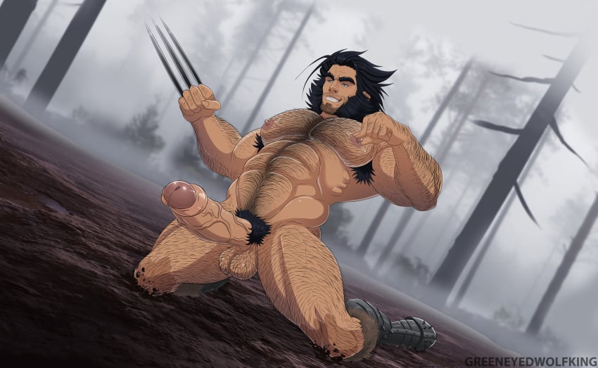 abs balls bara biceps big_balls big_penis claws daddy erection greeneyedwolfking logan_(x-men) male male_nipples male_only manly marvel marvel_comics mature_male muscular_male nipples nude pecs penis wolverine_(x-men) x-men