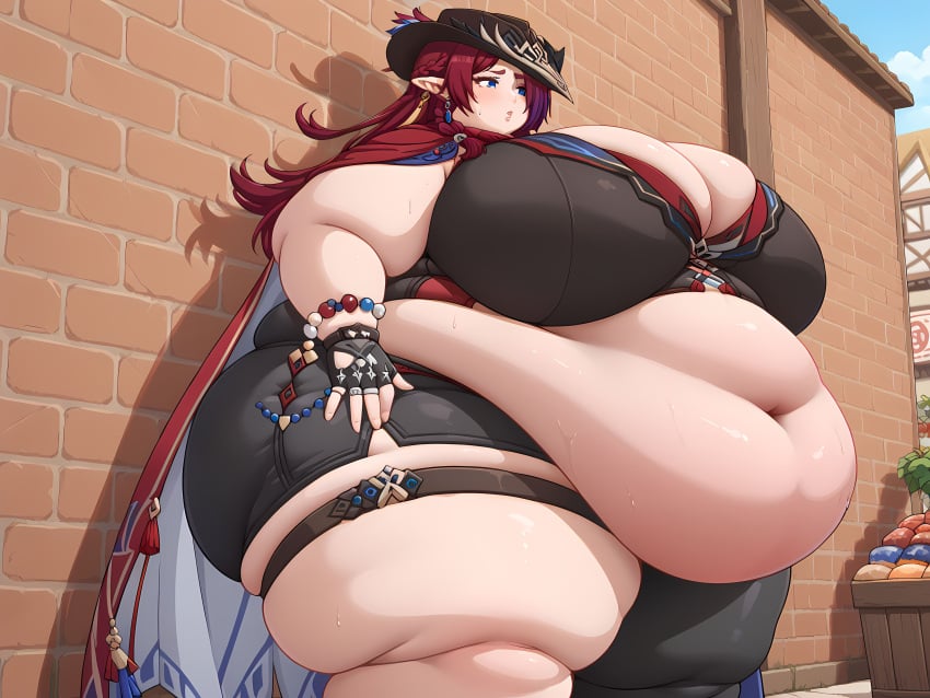 1female 1girls ai_generated bbw belly belly_button big_belly big_belly_bulge breasts chasca_(genshin_impact) chubby exposed_belly exposed_belly_button exposed_fat_belly fat fat_female fat_girl fat_woman female female_focus female_only hoyoverse light-skinned_female light_skin mihoyo mihoyo_technology_(shanghai)_co._ltd. natlan_girls obese obese_female overweight overweight_female red_hair red_hair_female solo solo_female solo_focus weight_gain