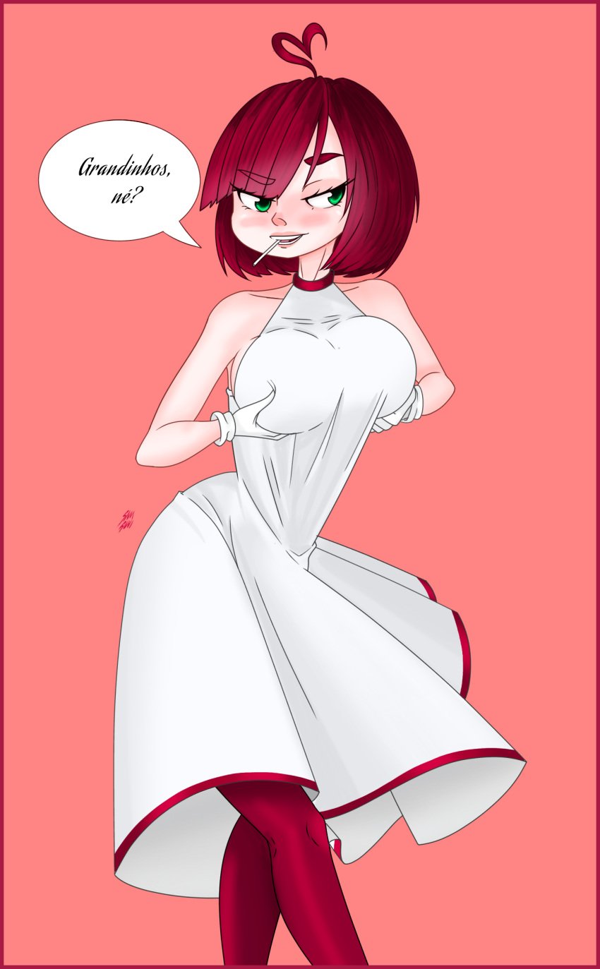 ecchi hq lyssyê oc red_hair wallpaper white_clothes