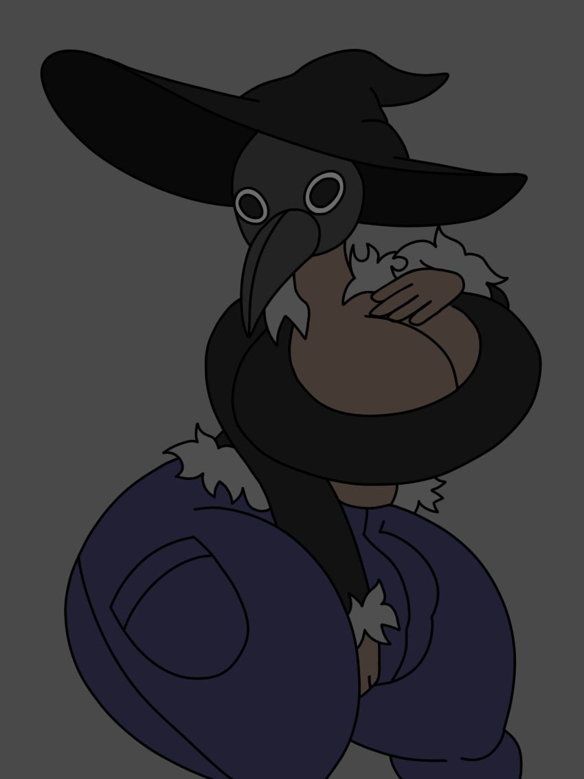 big_breasts big_hat big_hat_lauren_(doopie) bulge coat dark-skinned_futanari dark_skin doopie doopkaboom_(artist) huge_breasts huge_thighs jeans mask masked masked_female oc original_character plague_doctor_mask tagme thick_thighs