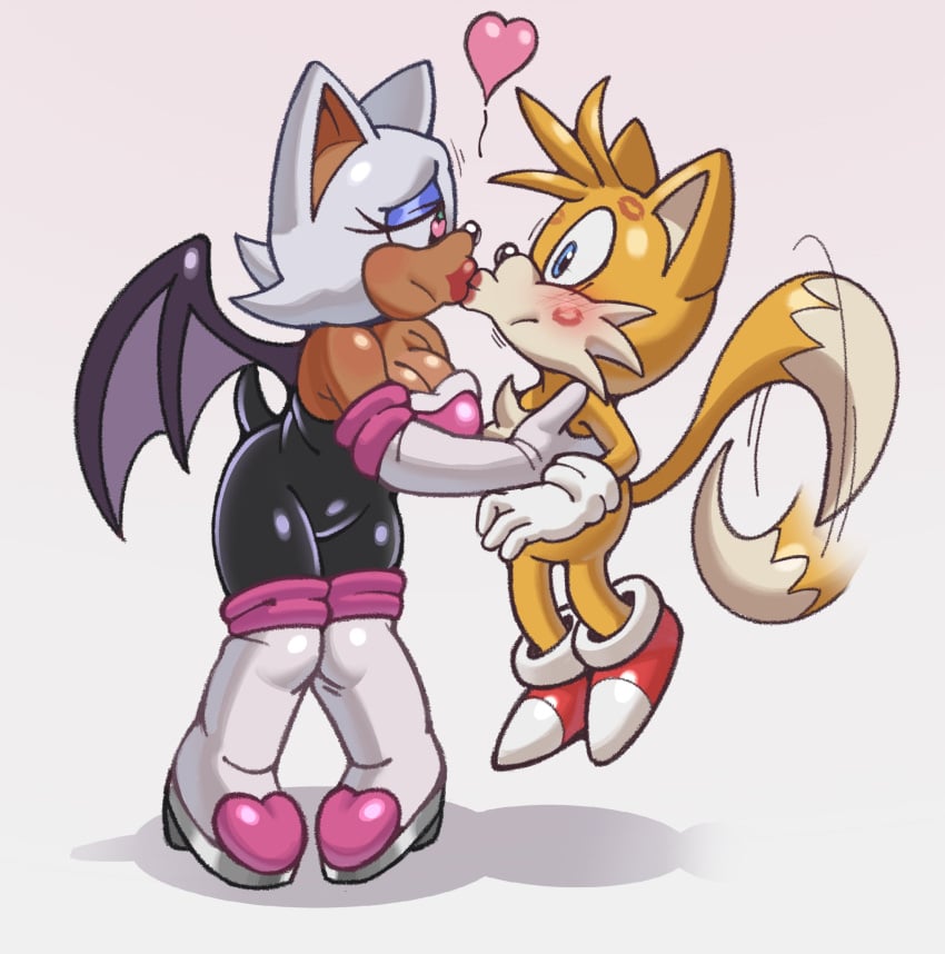 1boy 1boy1girl 1girls age_difference bat boobtardd fox kiss_mark kissing lipstick_mark older_female older_woman_and_younger_boy rouge_the_bat sega sonic_(series) sonic_the_hedgehog_(series) tagme tails tails_the_fox younger_male