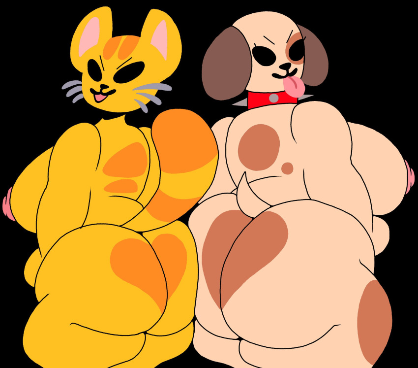 2girls big_ass big_breasts canine cat_emoji dog_emoji dork_boi emoji_(race) emojicat_(lewd_dorky) emojicat_and_emojidog_(series) emojidog_(lewd_dorky) feline huge_ass lewd_dorky multiple_girls tagme thick_thighs wide_hips