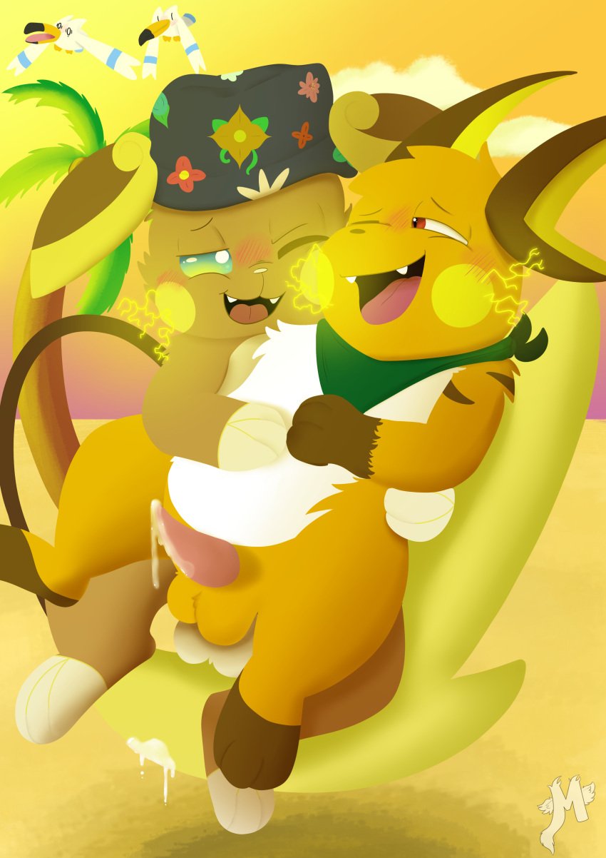 absurd_res alolan_raichu beach fan_character hi_res moxiepawler_(artist) nintendo pokémon_(species) pokemon pokemon_(species) pokemon_only raichu regional_form_(pokemon) seaside video_games wingull zarro